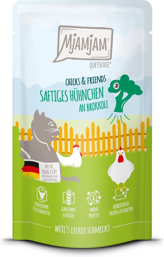 MjAMjAM Quetschie 12 x 125 g - Chicks & Friends saftiges Hühnchen an Brokkoli