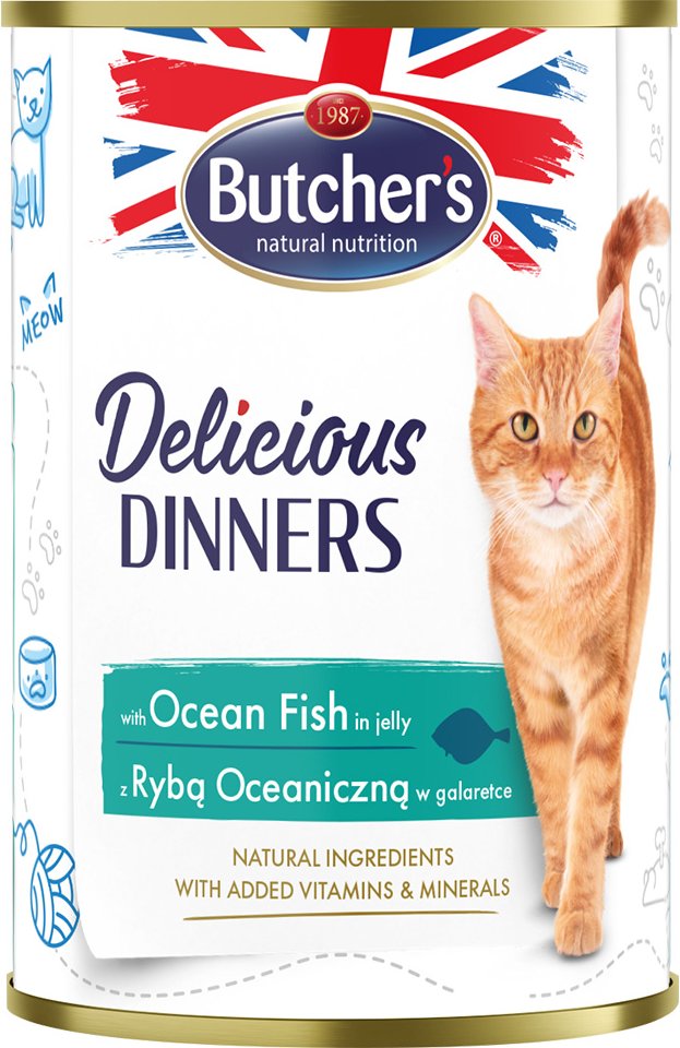 Sparpaket Butcher's Delicious Dinners Katze 48 x 400 g - mit Meeresfisch