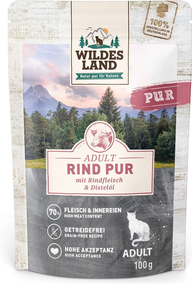 Wildes Land Cat 12 x 100 g - Rind Pur mit Distelöl