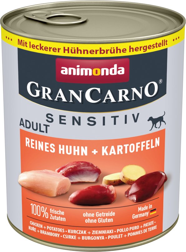 Sparpaket animonda GranCarno Adult Sensitive 24 x 800 g - Reines Huhn & Kartoffeln