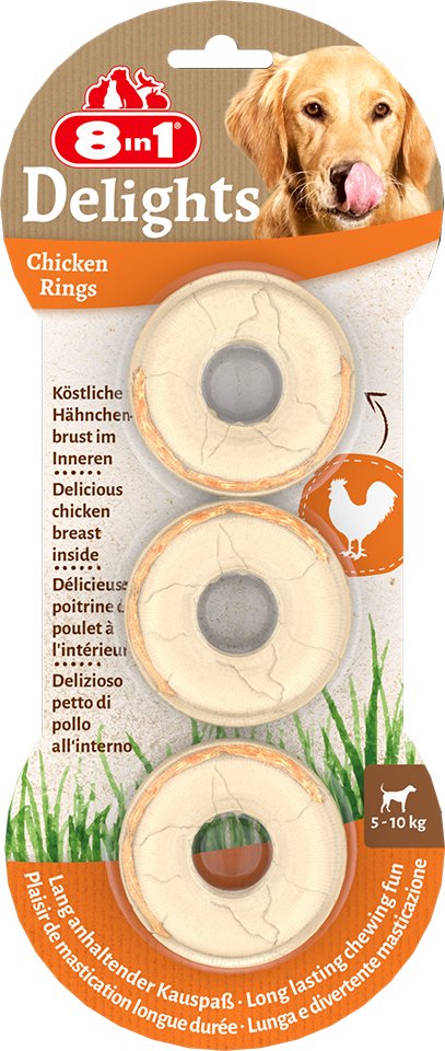 8in1 Delights Kauringe Huhn - Sparpaket: 6 x 119 g (18 Stück)