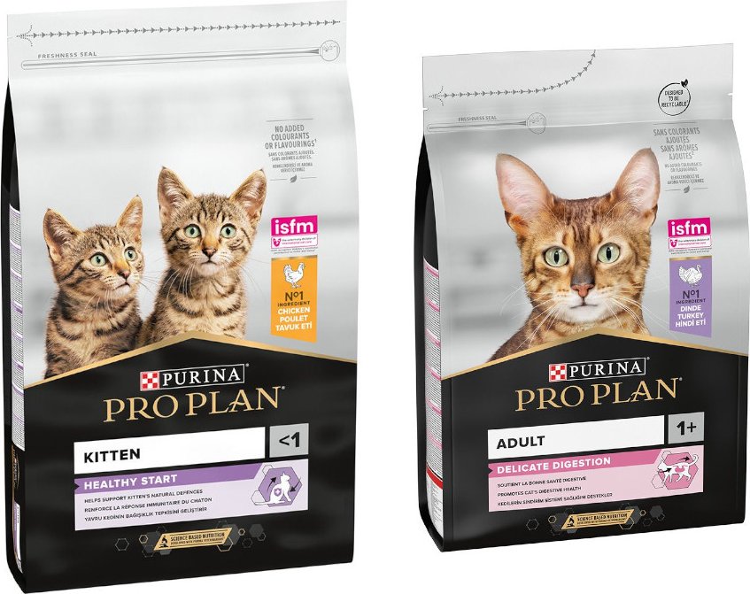 10 kg PURINA PRO PLAN Trockenfutter + 3 kg Adult Delicate Digestion Truthahn gratis! - Kitten Healthy Start reich an Huh...