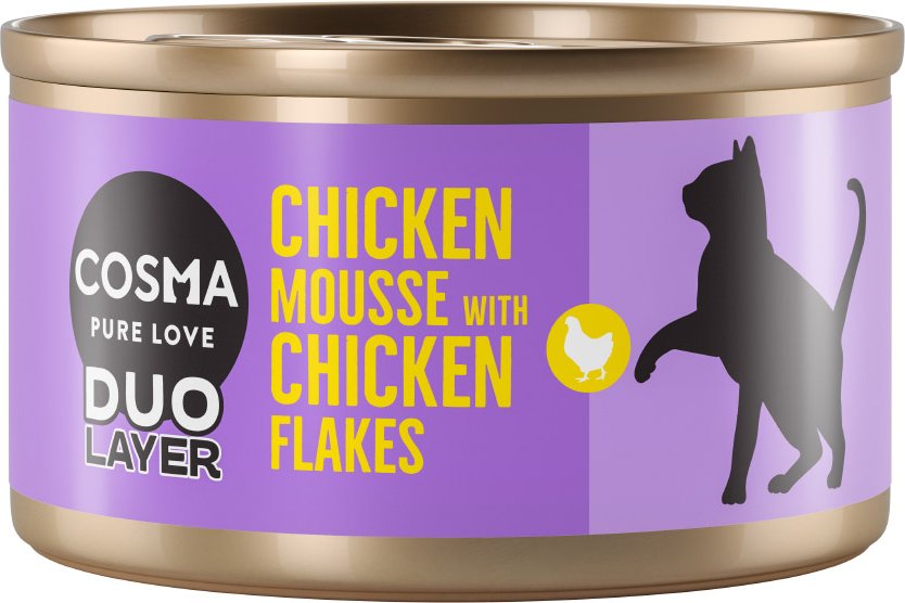 Sparpaket Cosma DUO Layer 24 x 70 g - Hühnchenmousse mit Hühnchenstückchen