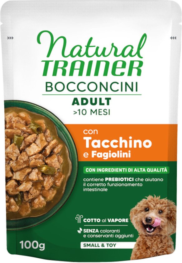 Natural Trainer Bocconcini Adult Small & Toy Häppchen in Sauce - Sparpaket: 48 x 100 g Pute
