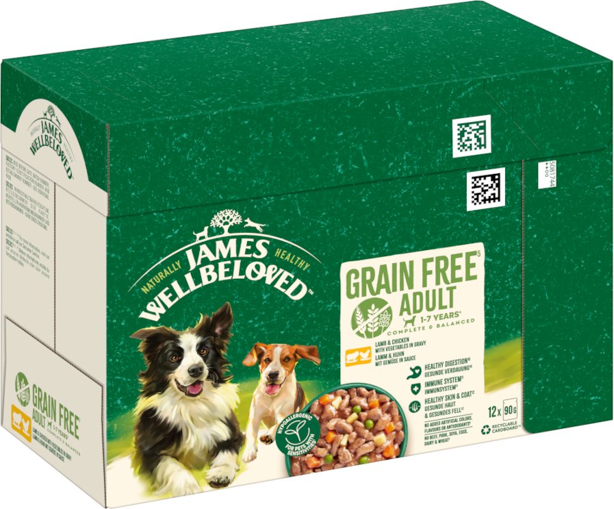 Thumbnail - James Wellbeloved Grain Free Hypoallergenic Lamm & Huhn mit Gemüse - 12 x 90 g
