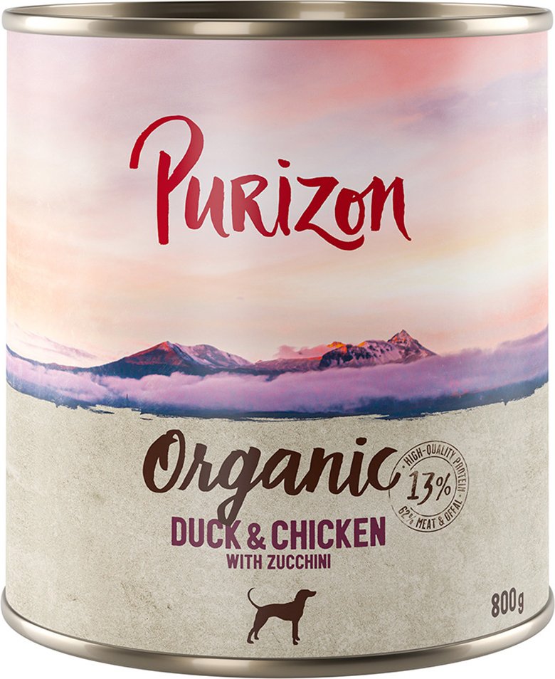Sparpaket Purizon Organic 12 x 800 g - Ente und Huhn mit Zucchini