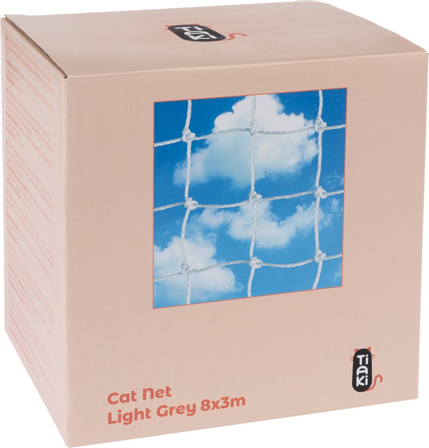 TIAKI Katzenschutznetz mit Drahtverstärkung, hellgrau - 8 x 3 m