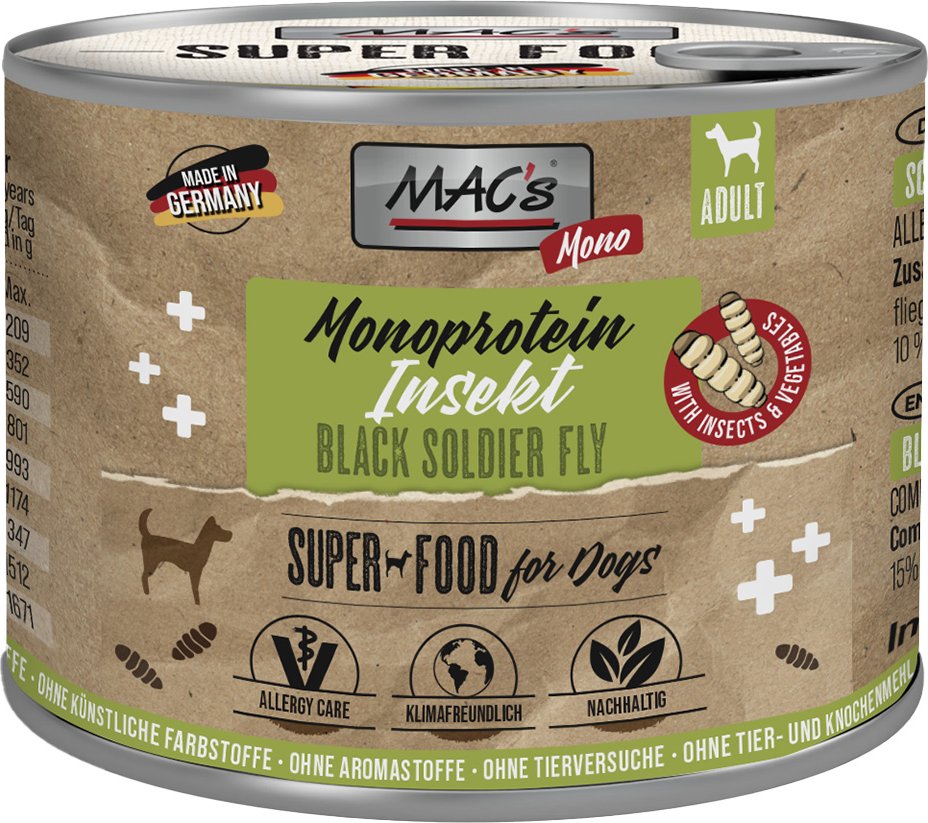 Sparpaket MAC's Monoprotein Insekten & Superfood 24 x 180 g - Schwarze Soldatenfliege (Hermetia illucens)