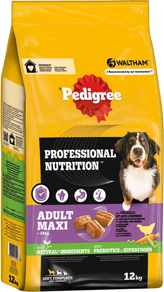 Pedigree Professional Nutrition Adult Maxi >25kg mit Geflügel & Gemüse - Sparpaket: 2 x 12 kg