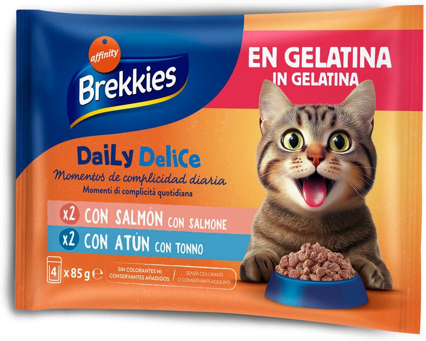 Sparpaket Brekkies Daily Delice 24 x 85 g - Lachs & Thunfisch