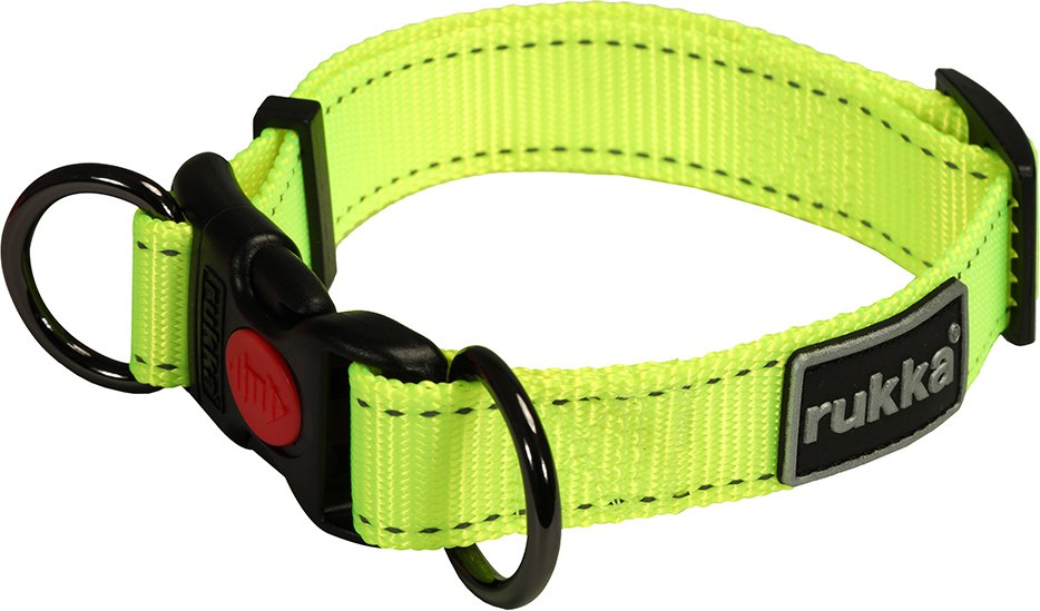 Rukka® Bliss Neon Halsband, gelb - Größe L: 45 - 70 cm Halsumfang, 30 mm breit