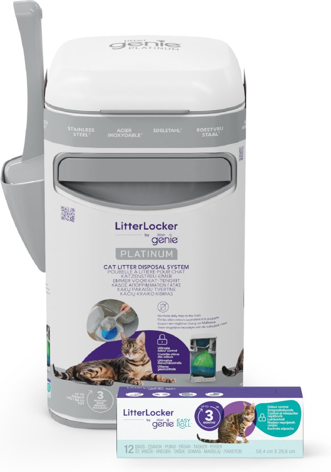 LitterLocker by Litter Genie® Platinum Katzenstreu-Entsorgungseimer - LitterLocker® Platinum, weiß (inkl. einer Kassette...