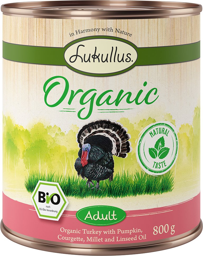 Lukullus Organic Adult Pute mit Zucchini (glutenfrei) - 6 x 800 g