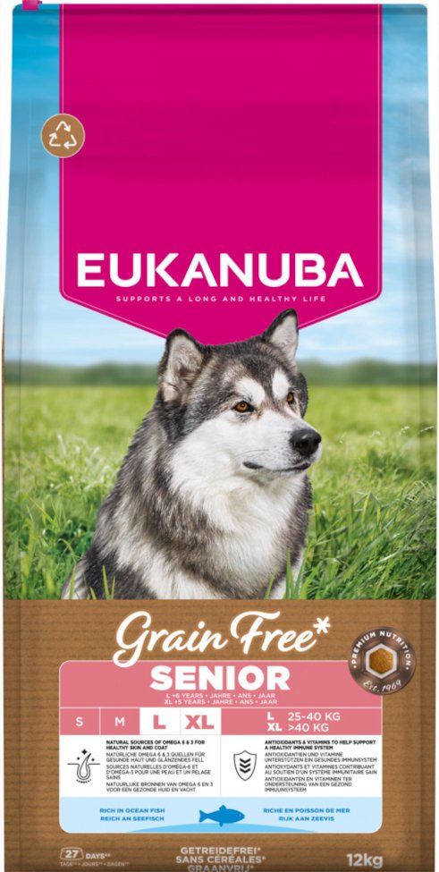 Eukanuba Grain Free Senior Large & Giant mit Seefisch - 12 kg