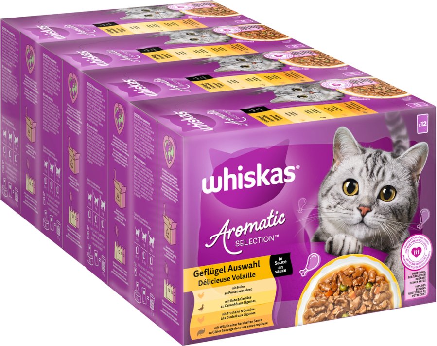 Whiskas 1+ Aromatic Selection 48 x 85 g - Geflügel in Sauce