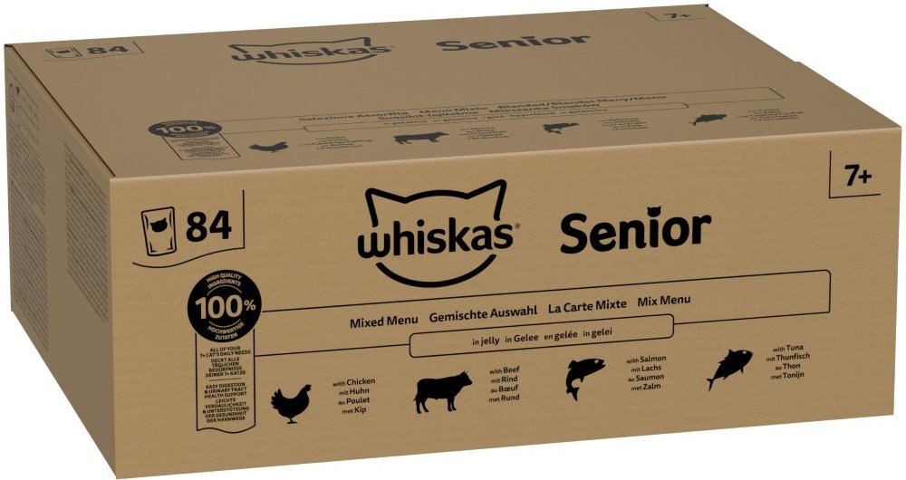 Jumbopack Whiskas Senior Frischebeutel 84 x 85 g - 7+ Gemischte Auswahl in Gelee