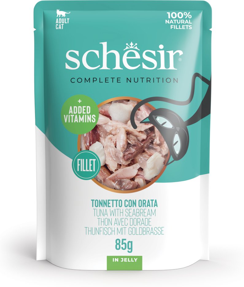 Sparpaket Schesir Complete Nutrition Filet in Gelee 24 x 85 g - Thunfisch mit Dorade