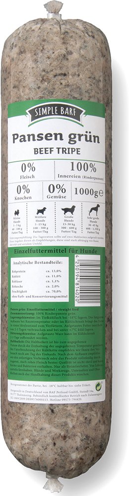 SIMPLE BARF Pansen grün - 10 x 1000 g