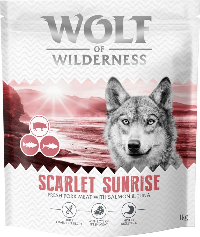 Wolf of Wilderness "Scarlet Sunrise" Lachs & Thunfisch - getreidefrei - Sparpaket: 4 x 1 kg neue Rezeptur