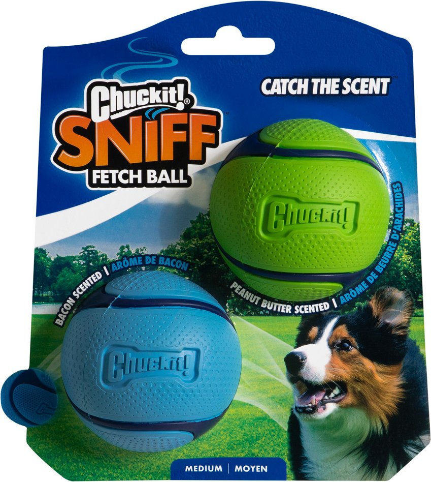 Chuckit! Sniff Fetch Ball Duo Pack - Größe M: 2 x ca. Ø 6,5 cm