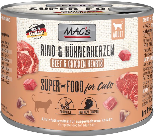 Sparpaket MAC´s Cat 24 x 200 g - Rind & Hühnerherzen