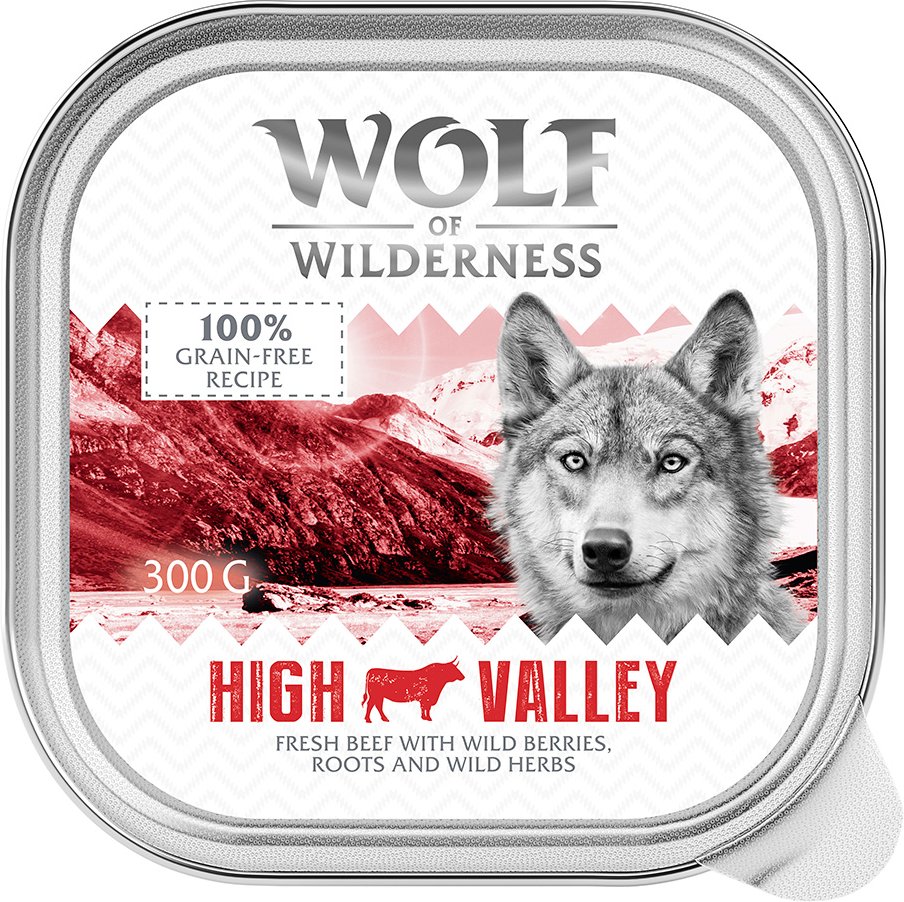 Wolf of Wilderness Adult - Single Protein 6 / 24 x 300 g Schale  - 6 x 300 g: High Valley - Rind