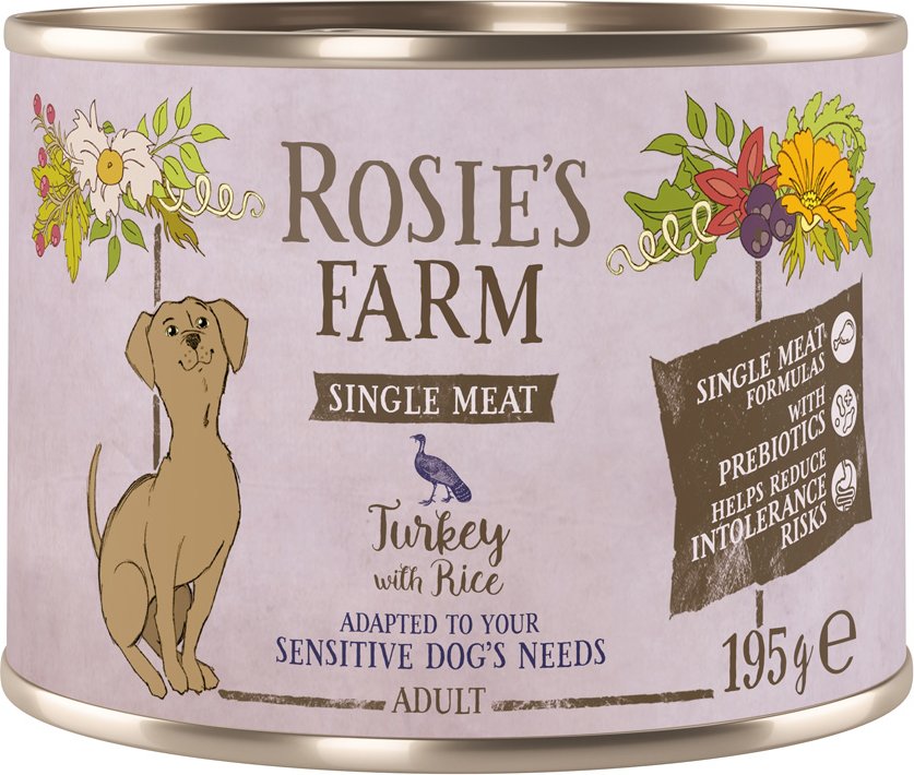 Rosie's Farm Single Meat Adult 6 x 195 g - Truthahn & Reis