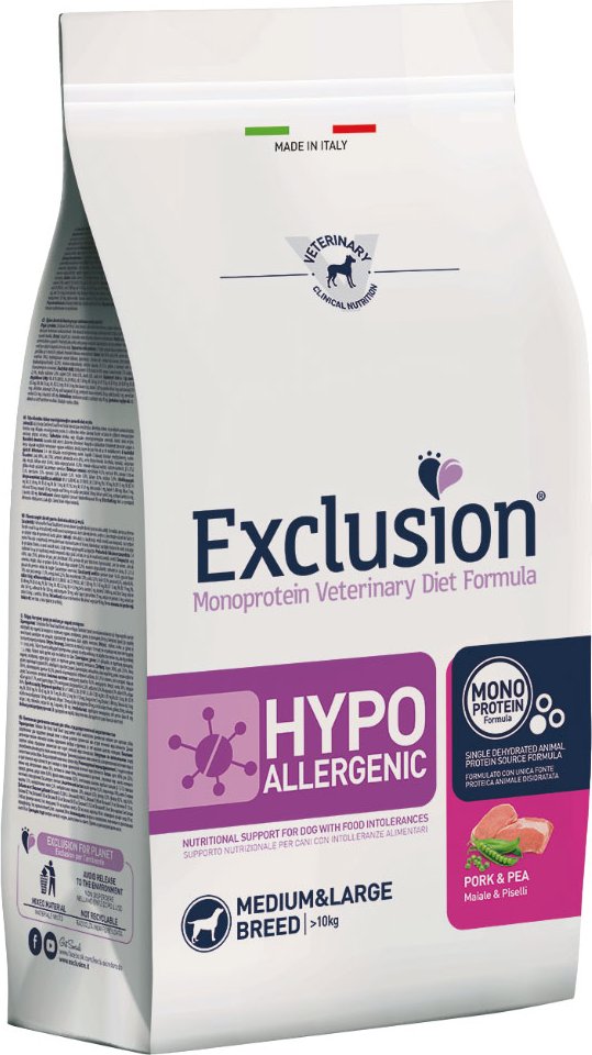Exclusion Diet Hypoallergenic Medium/Large Adult mit Schwein & Erbsen - 12 kg
