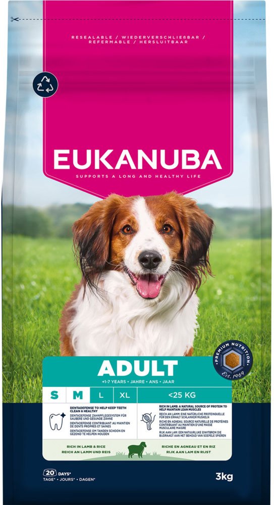 Eukanuba Premium Nutrition Adult Small & Medium Breed Lamm & Reis - 3 kg