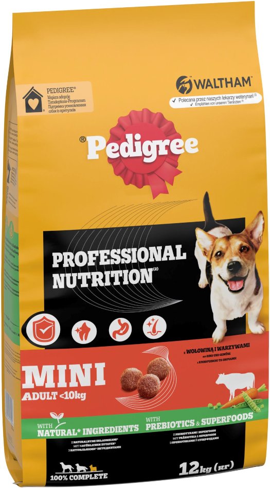 Pedigree Professional Nutrition Mini Adult mit Rind & Gemüse - Sparpaket: 2 x 12 kg