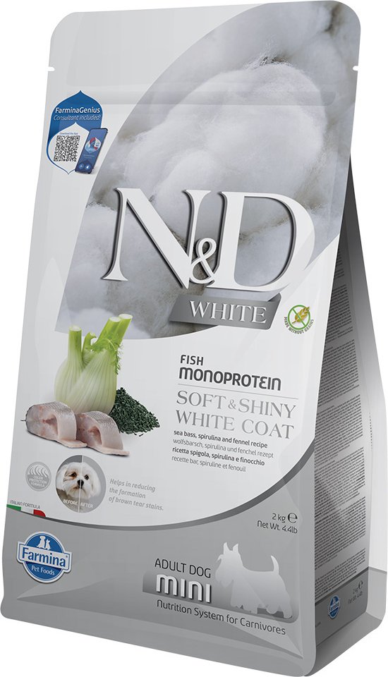 Farmina N&D Dog Adult Mini White mit Wolfsbarsch, Fenchel & Spirulina - Sparpaket: 3 x 2 kg