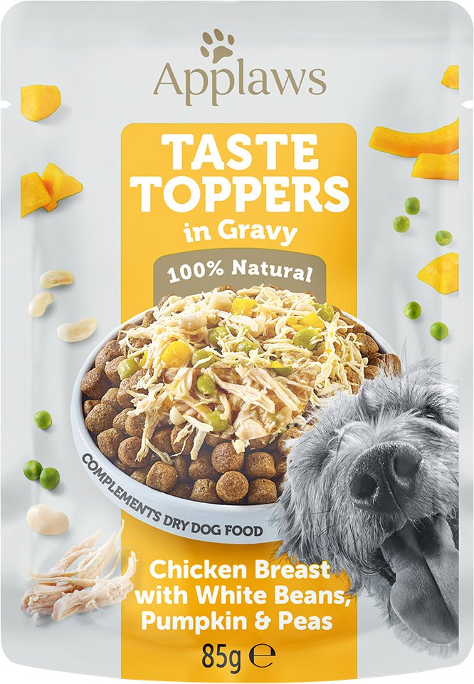 Applaws Taste Toppers in Soße 12 x 85 g - Huhn, Erbsen, Kürbis & weiße Bohnen