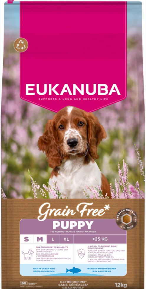 Eukanuba Grain Free Puppy Small & Medium Breed Seefisch - Sparpaket: 2 x 12 kg