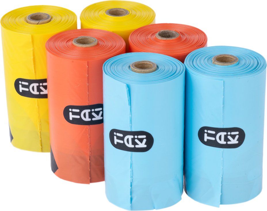 TIAKI Bunte Hundekotbeutel - 6 Rollen á 20 Beutel