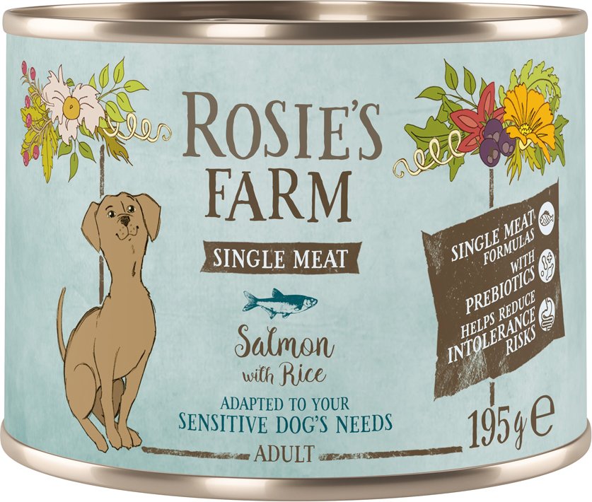 Rosie's Farm Single Meat Adult 6 x 195 g - Fisch & Reis