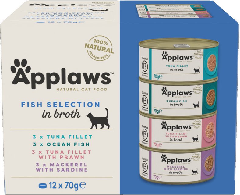 Sparpaket Applaws in Brühe 24 x 70 g - Mixpaket Fisch (4 Sorten)