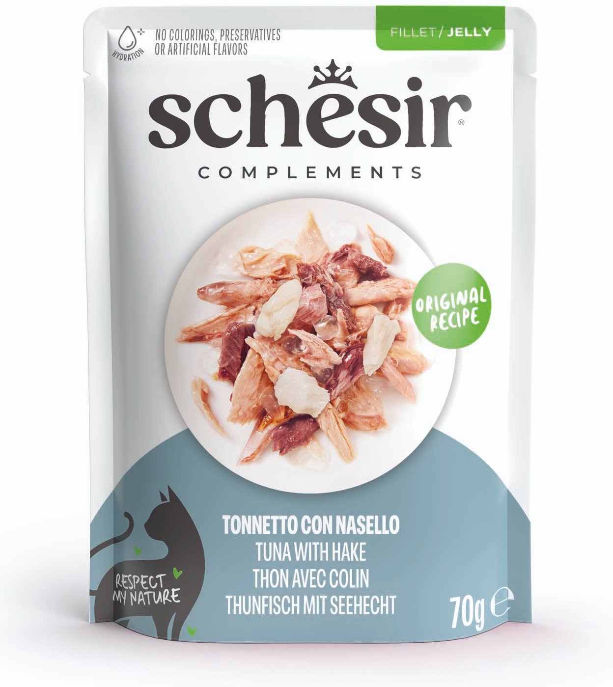 Schesir Complements Filet in Gelee 6 x 70 g in Beuteln - Thunfisch mit Seehecht