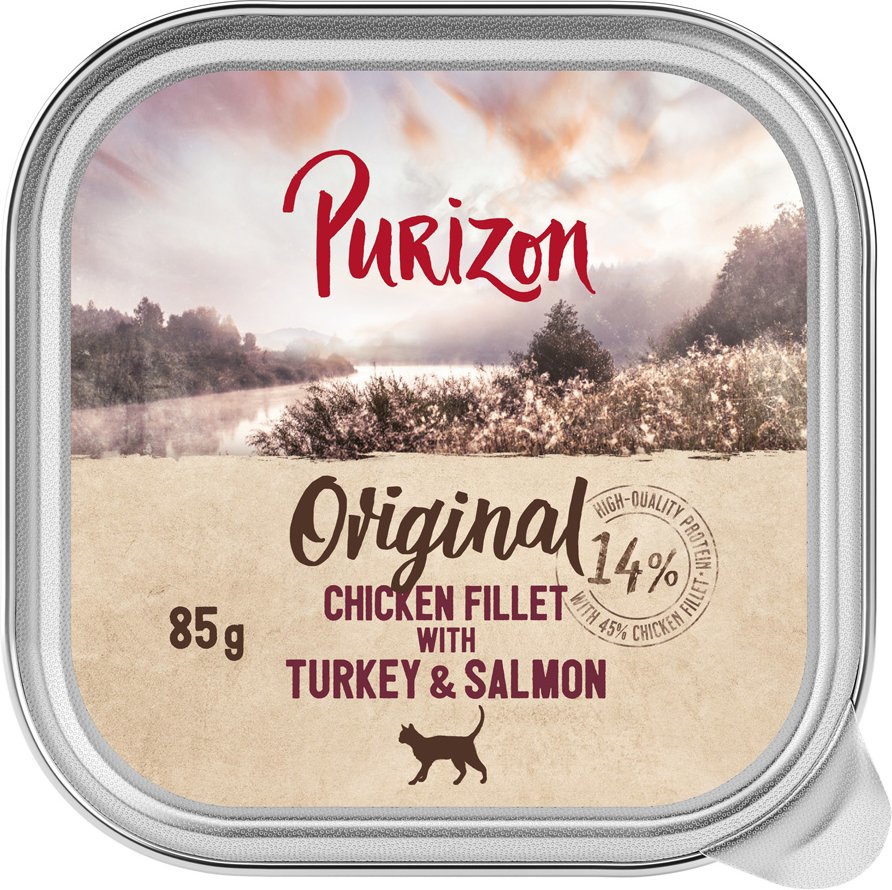 Purizon Original Schale 6 x 85 g - Hühnerfilet mit Truthahn & Lachs