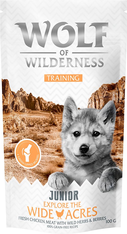 Wolf of Wilderness Training JUNIOR “Explore the Wide Acres” Huhn - 3 x 100 g