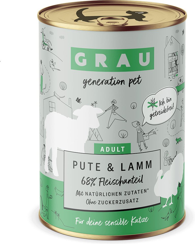 GRAU Schlemmertöpfchen getreidefrei 6 x 400 g - Pute & Lamm