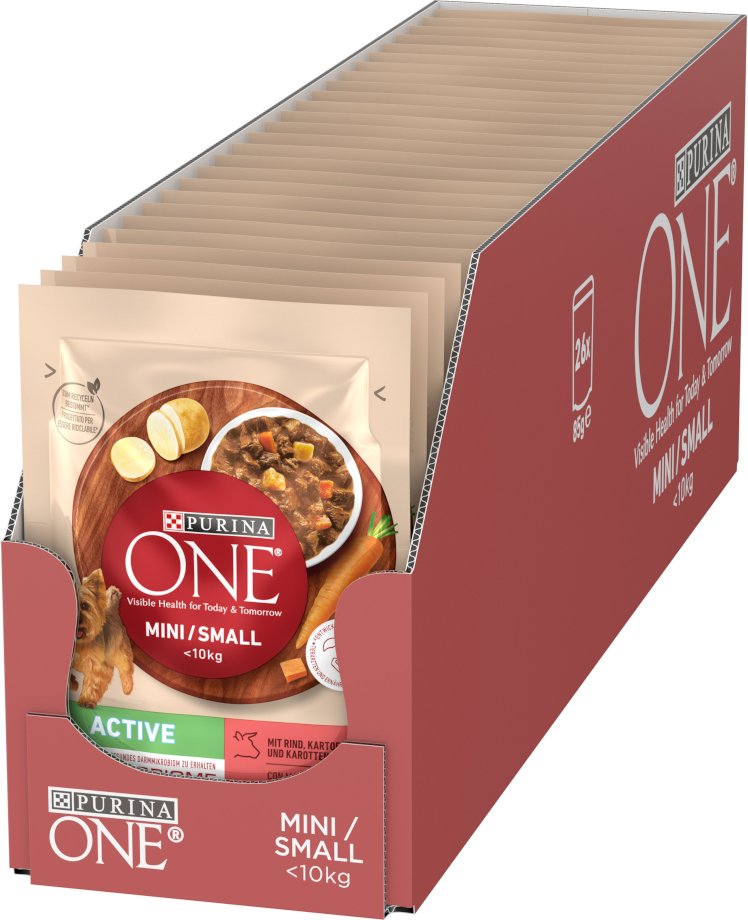 Purina ONE Mini Active Rind & Karotten - 26 x 85 g