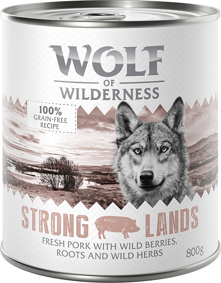 Wolf of Wilderness Adult - Single Protein 6 x 800 g - Strong Lands - Schwein