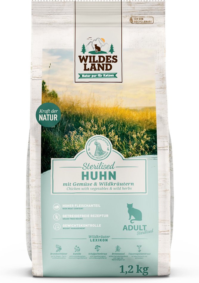 Wildes Land Cat Sterilised Huhn - Sparpaket: 2 x 1,2 kg