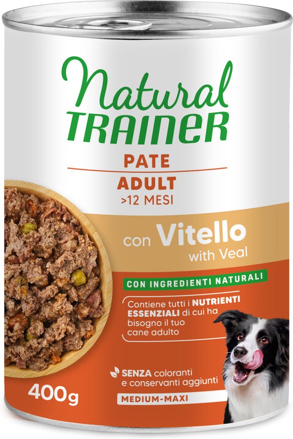Natural Trainer Pate Medium & Maxi Adult - 12 x 400 g Kalbfleisch