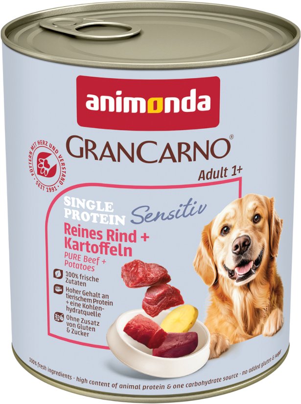 Sparpaket Animonda Grancarno Adult Single Protein Sensitiv 24 x 800 g - Reines Rind & Kartoffeln