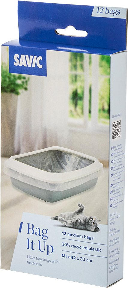 Savic Katzentoilette Iriz mit Rand - 42 cm - Zubehör: Bag it Up Litter Tray Bags, Medium, 1 x 12 Stück