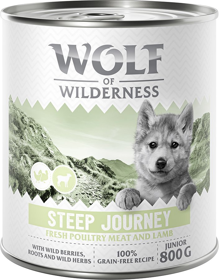 Wolf of Wilderness Junior - mit viel frischem Geflügel 6 x 800 g - Steep Journey - Geflügel mit Lamm