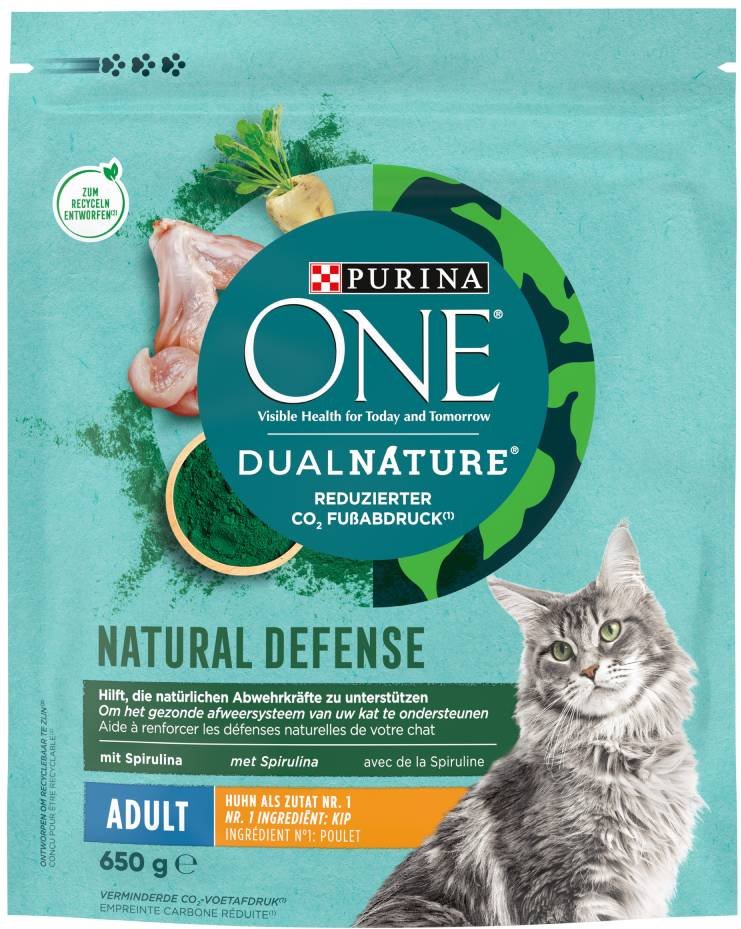PURINA ONE Dual Nature Adult Huhn mit Spirulina - Sparpaket: 4 x 650 g