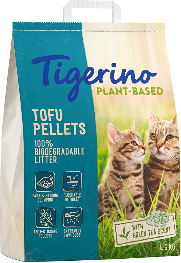 Tigerino Plant-Based Tofu Katzenstreu – Duft nach grünem Tee - 11 l (4,6 kg)