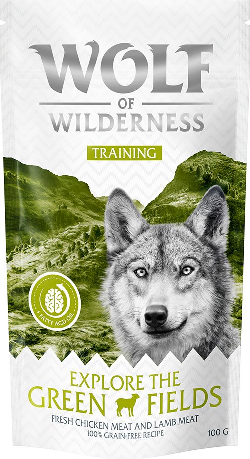 Wolf of Wilderness Training “Explore the Green Fields" Huhn & Lamm - 3 x 100 g